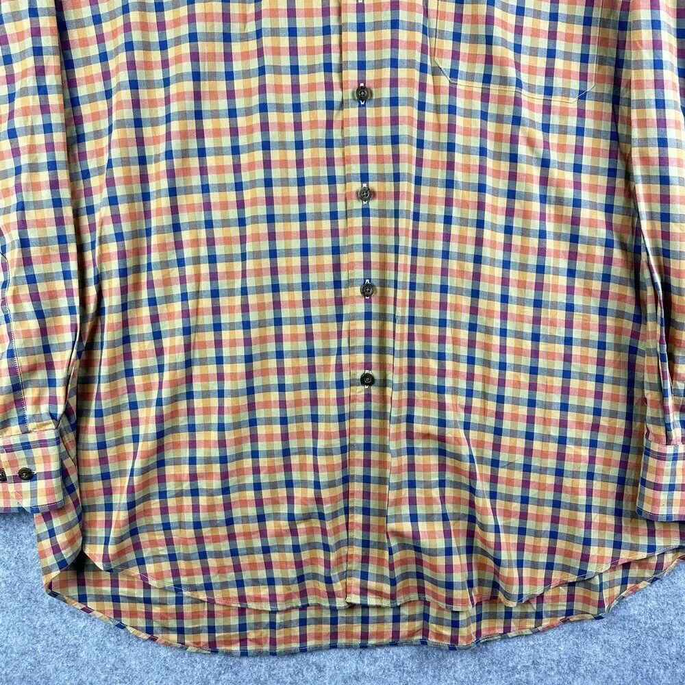 Scott Barber Shirt Mens XL Gingham Plaid Preppy Cotton Button Down Pocket LS